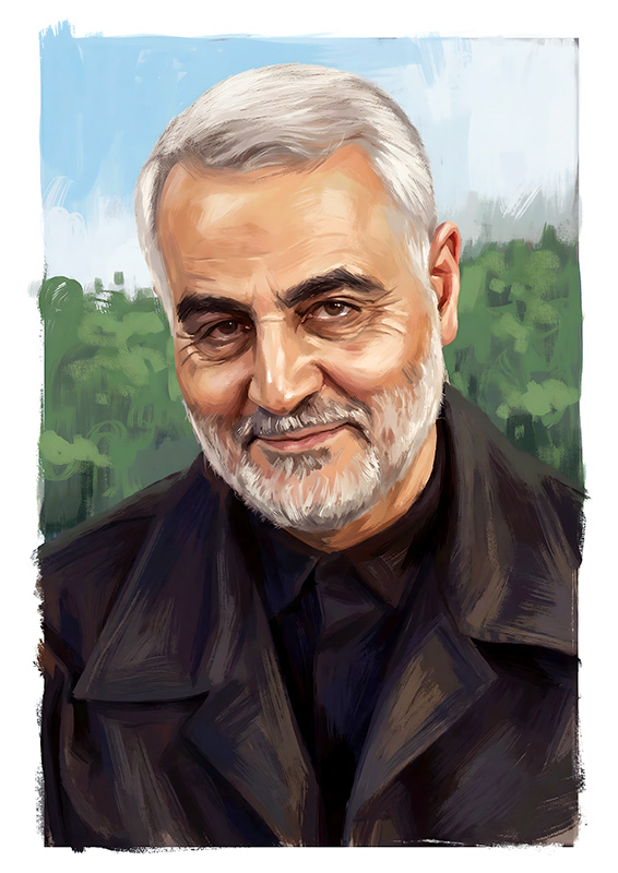 تصویرسازی چهره شهید قاسم سلیمانی